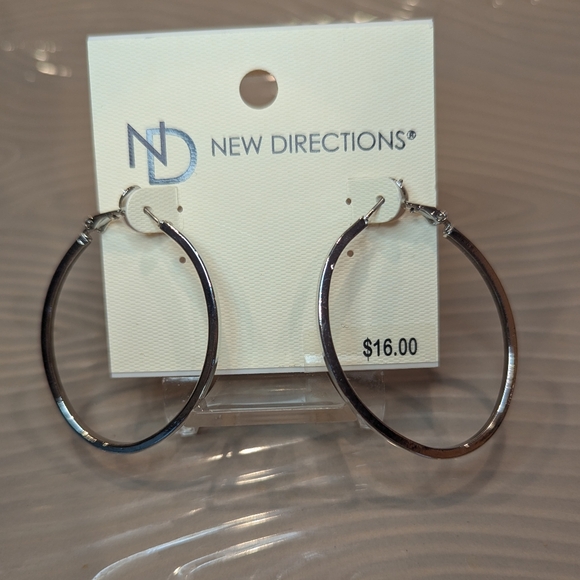 new directions Jewelry - New Directions Silver Hoop Earrings NWT